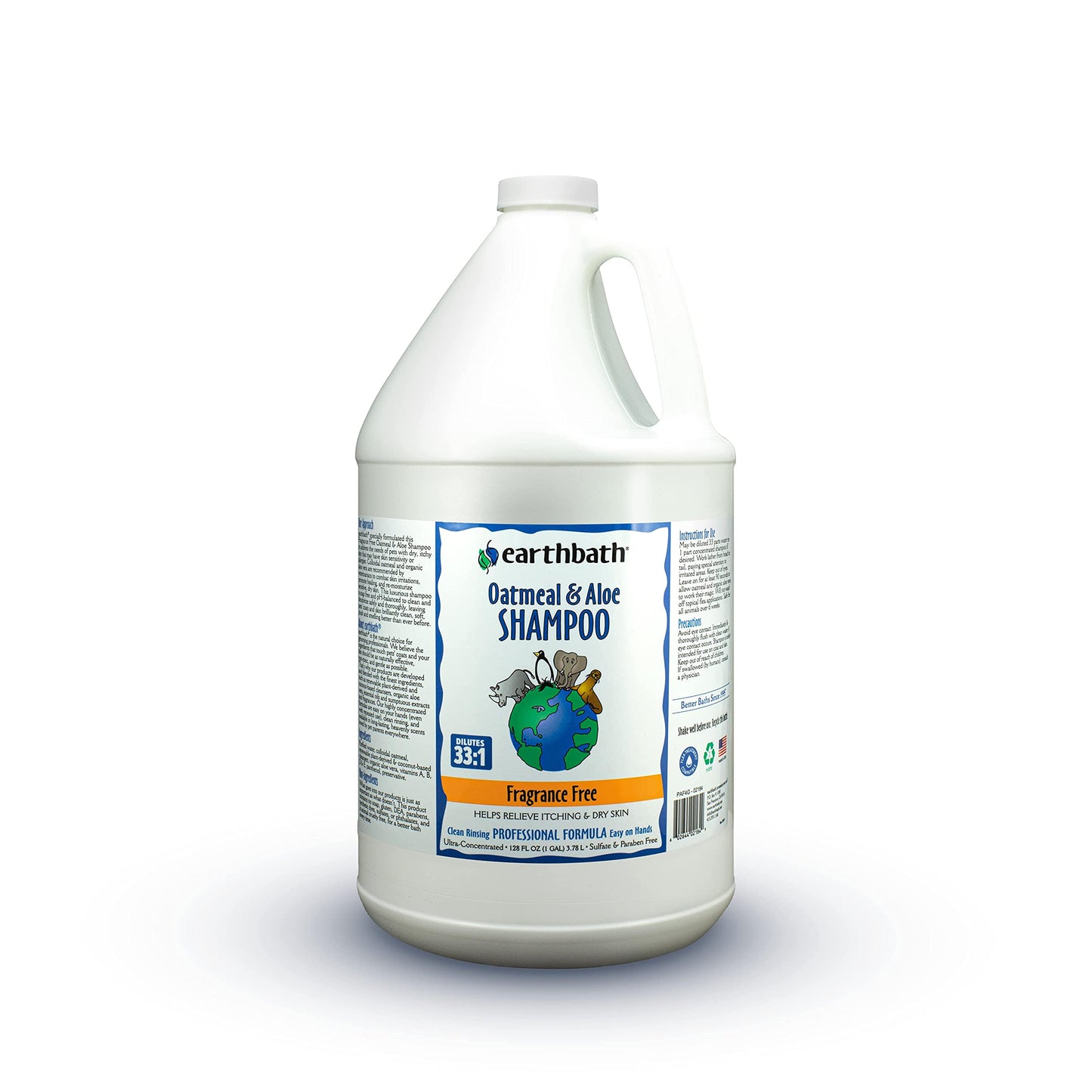 earthbath Oatmeal & Aloe Dog Shampoo - Oatmeal Shampoo For Dogs Itchy Dry Skin Relief Dog Wash Made in USA Cruelty Free Fragrance Free Pet Shampoos - 1 Gallon 128 Oz (1 Pack)